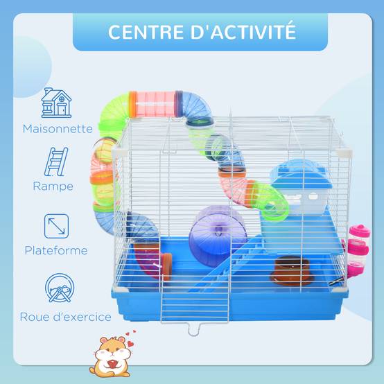 Cage rongeur métal et plastique multicolore 46 x 30 x 37 cm - PANGIVO - Image 6