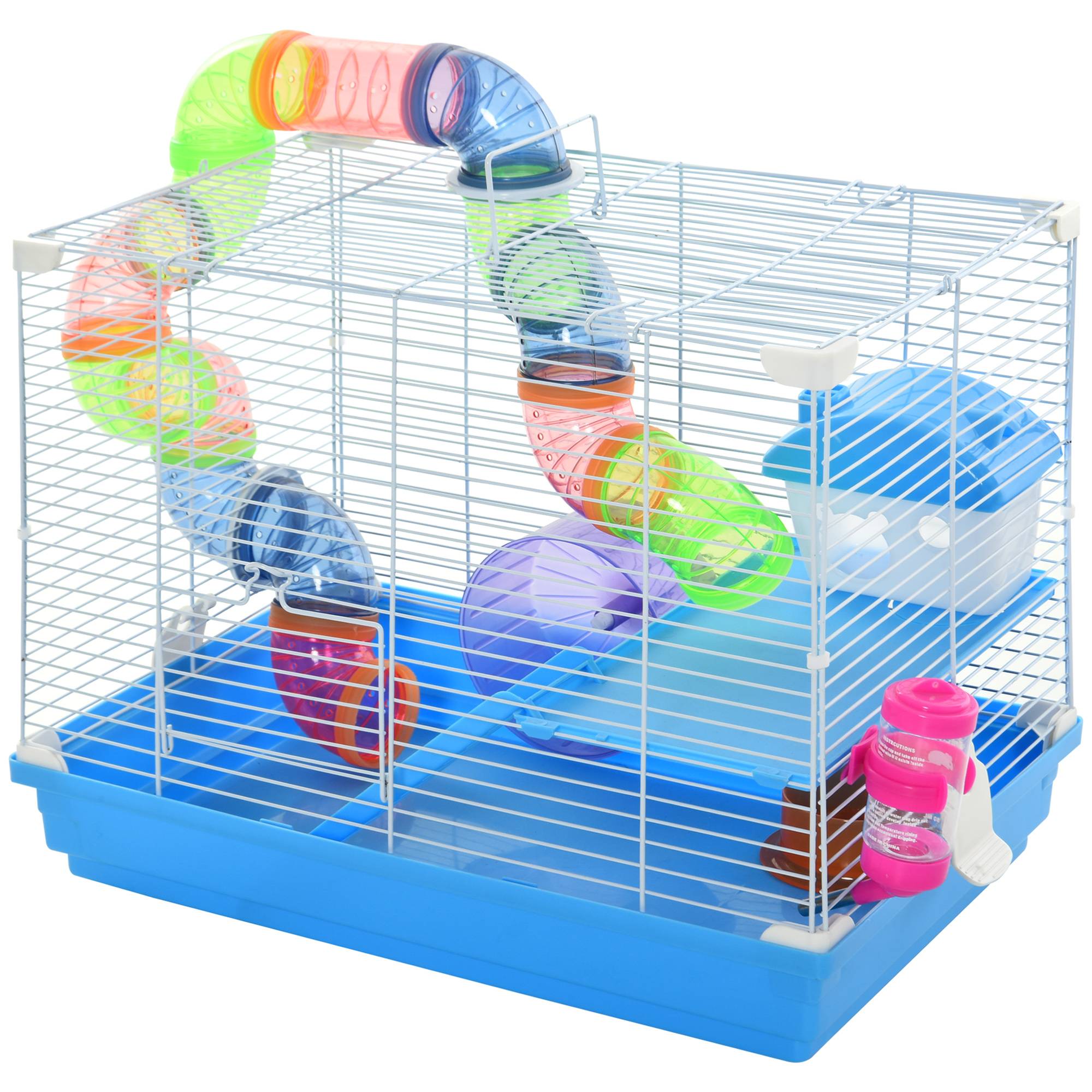 Cage rongeur métal et plastique multicolore 46 x 30 x 37 cm - PANGIVO - Image 2
