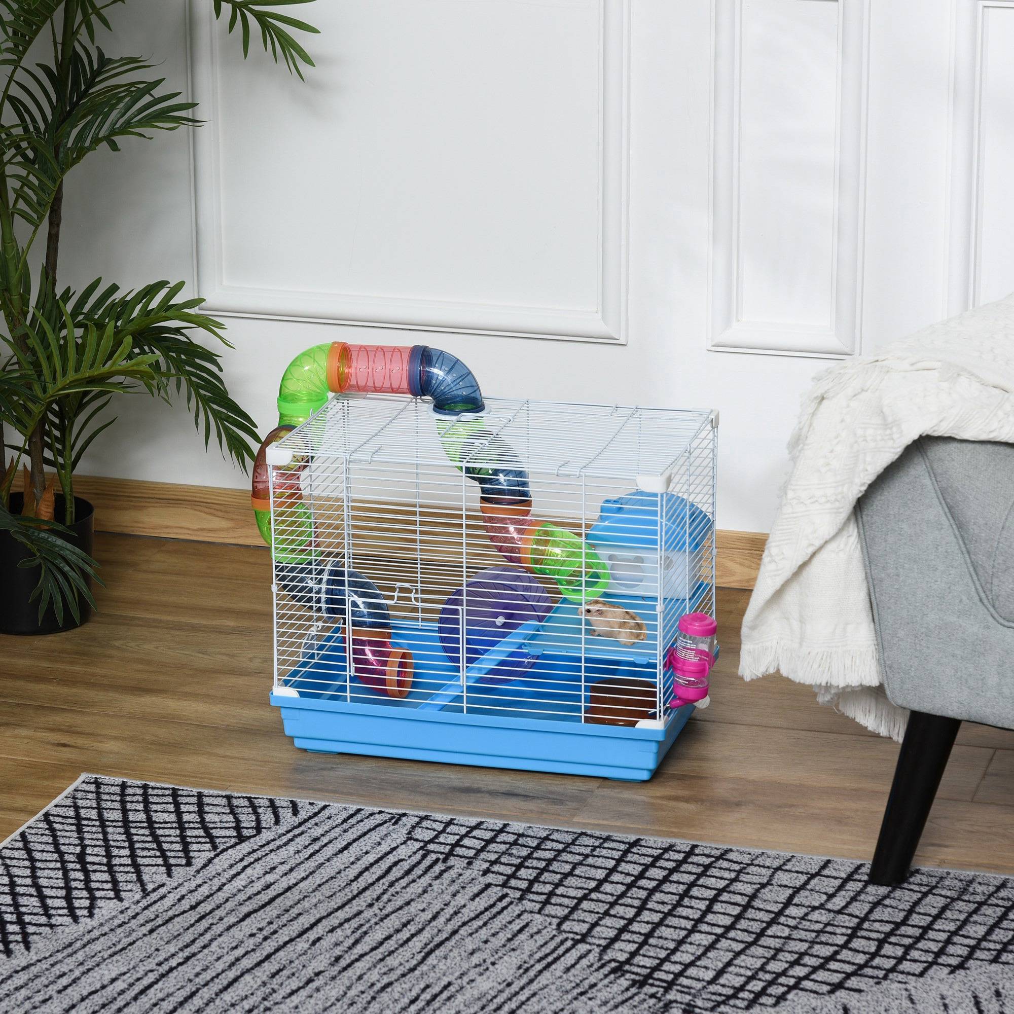 Cage rongeur métal et plastique multicolore 46 x 30 x 37 cm - PANGIVO - Image 4