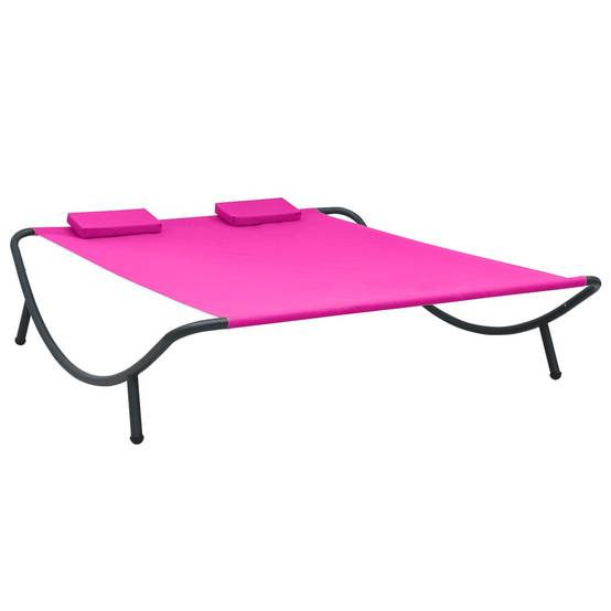 Transat 2 Places Spacieux Tissu Oxford Facile à Nettoyer avec Oreillers pour Terrasse ou Piscine Rose – ComfortXL Outdoor Living - Image 1