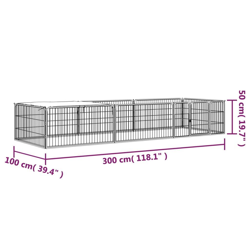Vidaxl - Parc pour chien 8 panneaux Noir 100x50cm Acier enduit de poudre vidaXL 3115976 - Imagen 3