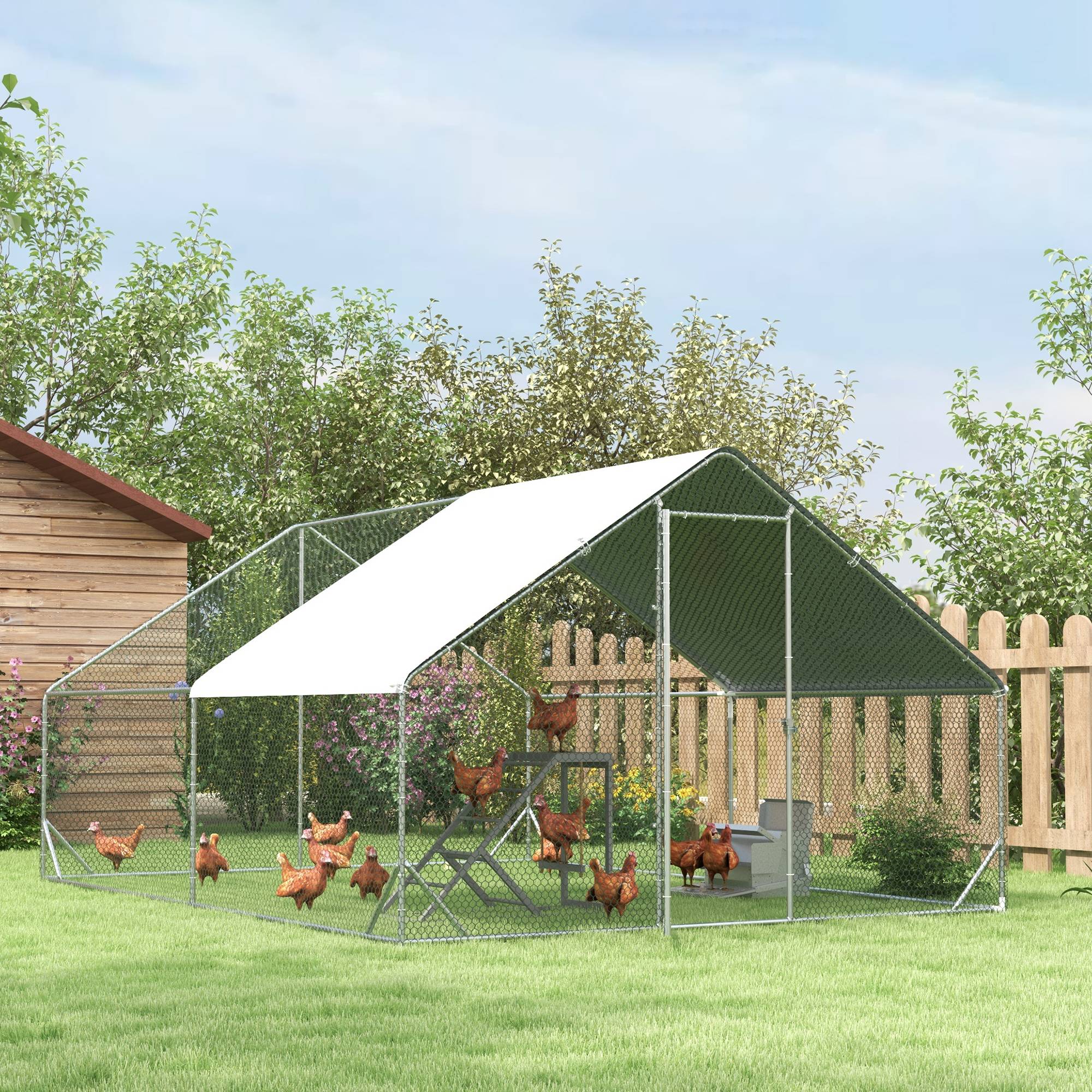 Enclos pour volailles acier galvanisé gris 300 x 400 x 200 cm - PANGIVO - Image 10