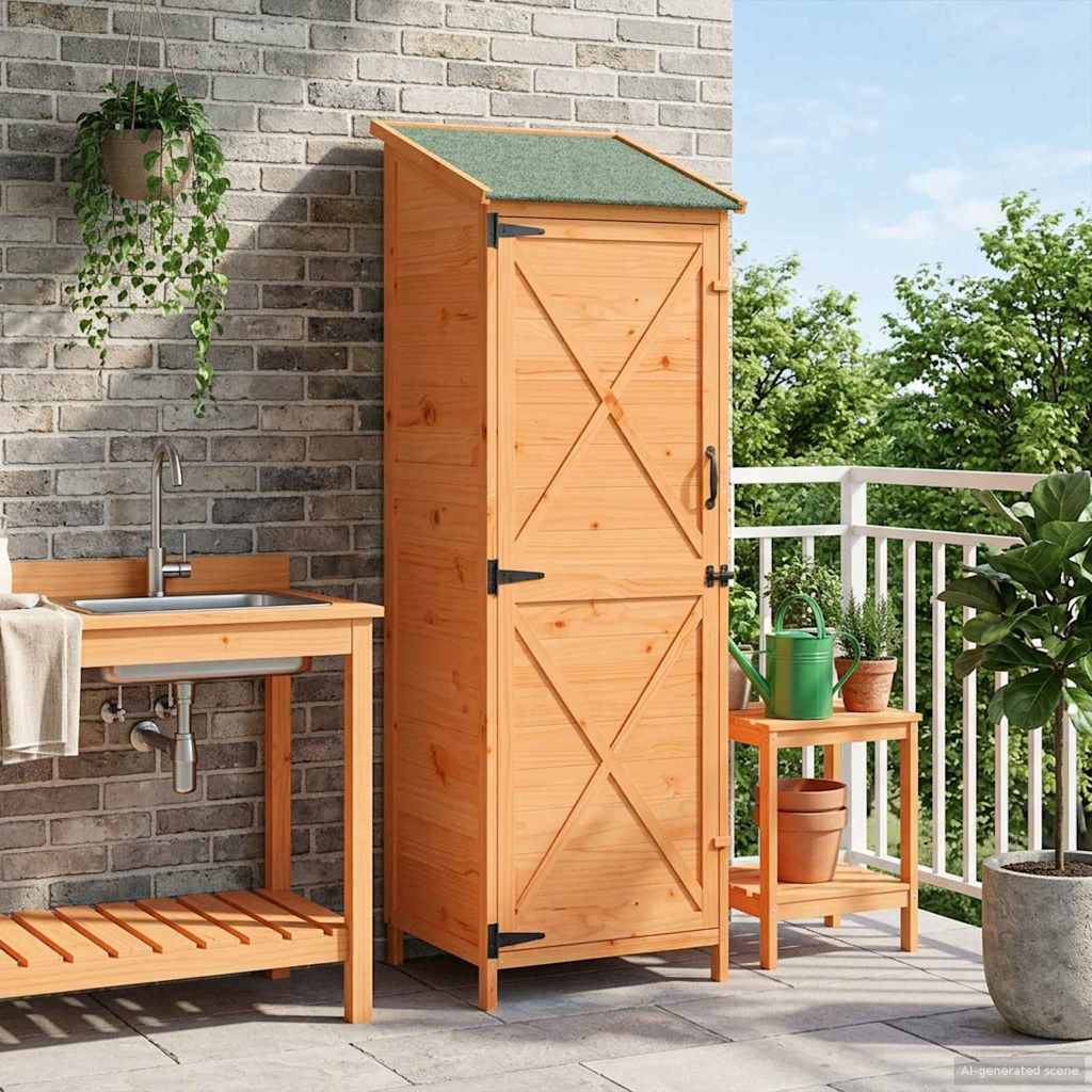 Vidaxl - Abri de jardin Marron 59,5 x 56 x 176,5 cm Bois de Sapin Massif 0.3m² vidaXL 42033479 - Image 4