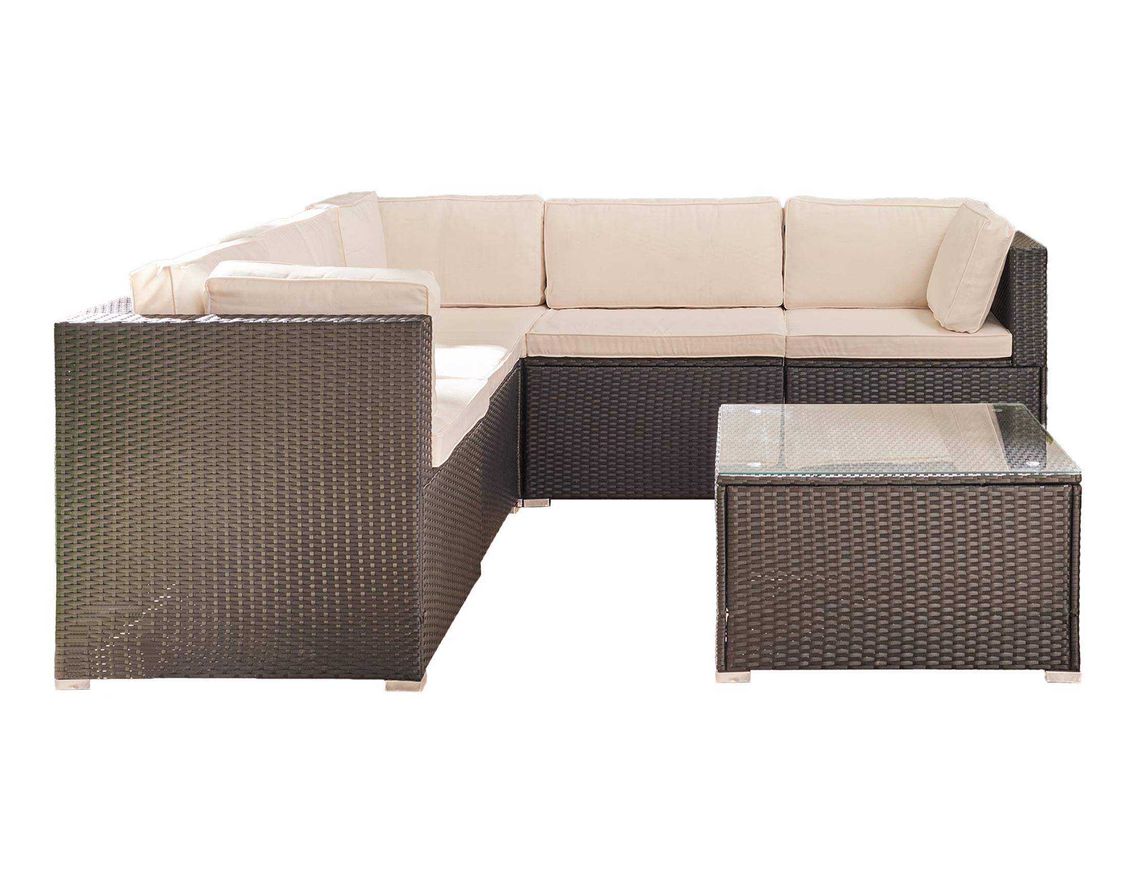 Best Mobilier - Cairns - salon bas de jardin 5 places - résine tressée noire et coussins beiges - Best Mobilier - Imagen 1
