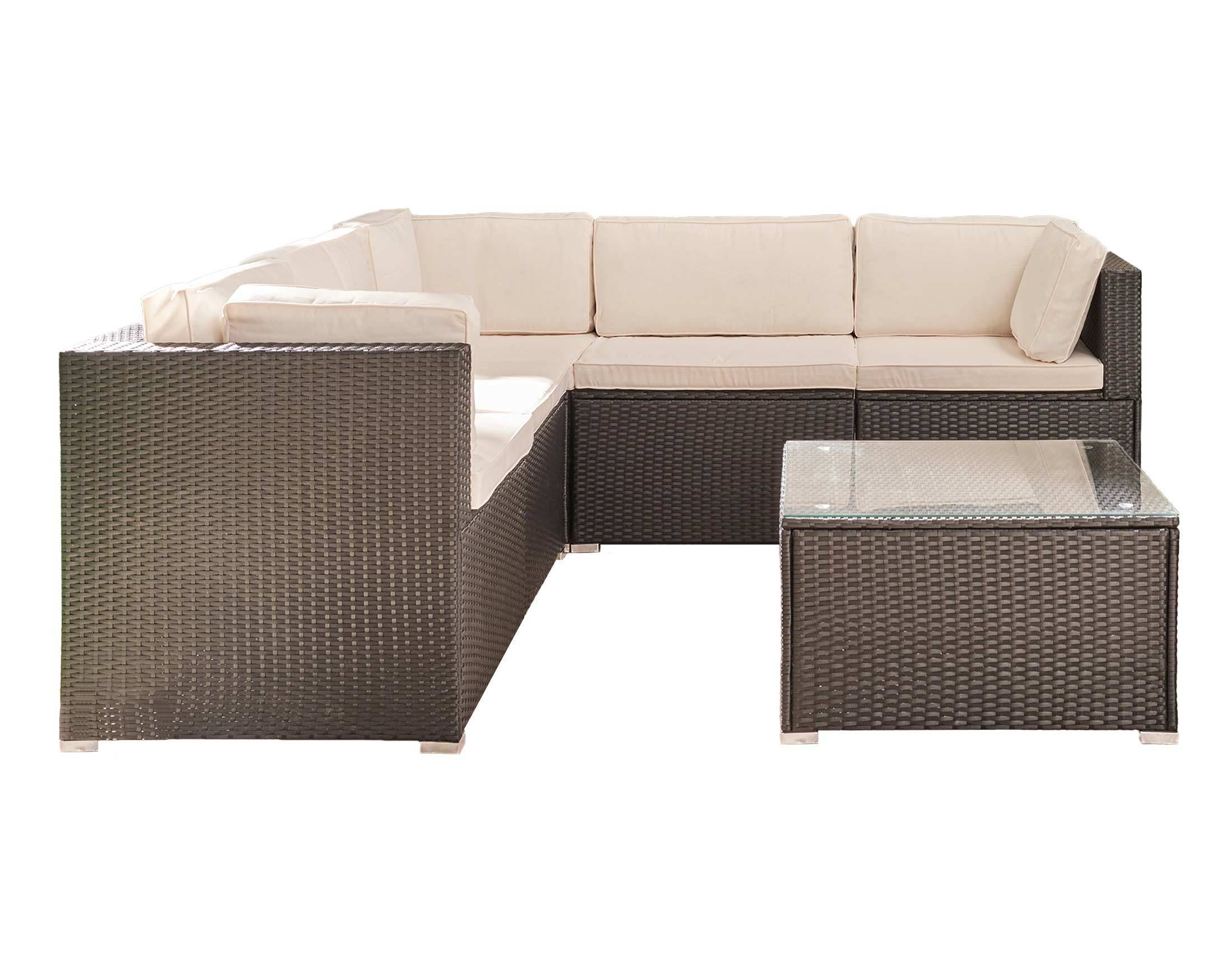 Best Mobilier - Cairns - salon bas de jardin 5 places - résine tressée noire et coussins beiges - Best Mobilier - Imagen 8