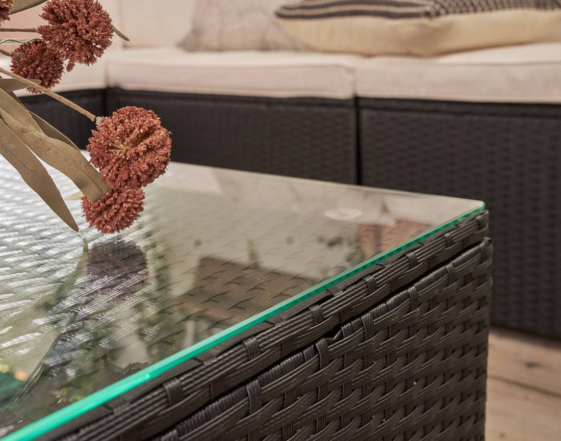 Best Mobilier - Cairns - salon bas de jardin 5 places - résine tressée noire et coussins beiges - Best Mobilier - Imagen 6
