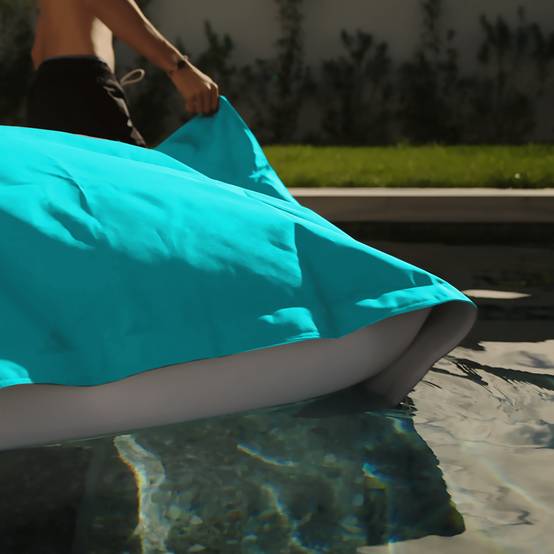 Housse Pouf Géant XXL Flottant Piscine – 140x180 Cm Bleu Caraïbes Déhoussable & Résistante Eau