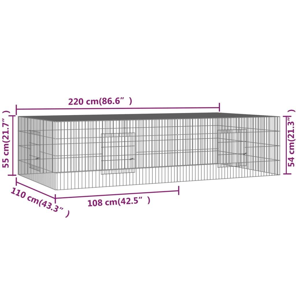 Vidaxl - Cage à lapin 2 panneaux 220x110x55 cm Fer galvanisé vidaXL 171563 - Imagen 3