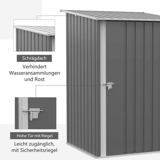 Abri Jardin Acier Rangement Extérieur 0,92m² Toit Penché Gris Clair - ComfortXL Outdoor Living - Image 6