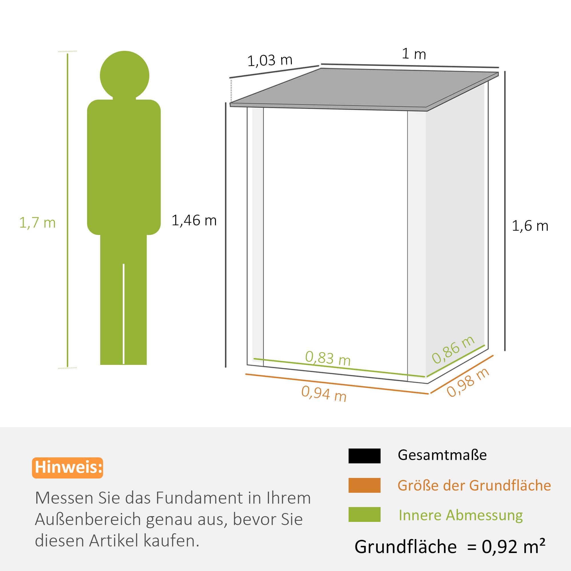 Abri Jardin Acier Rangement Extérieur 0,92m² Toit Penché Gris Clair - ComfortXL Outdoor Living - Image 3