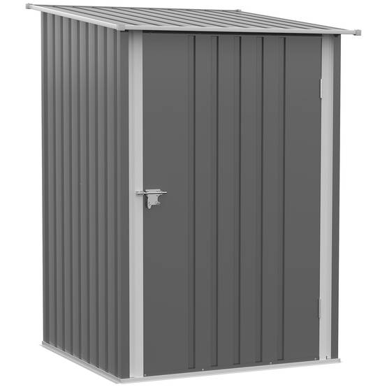 Abri Jardin Acier Rangement Extérieur 0,92m² Toit Penché Gris Clair - ComfortXL Outdoor Living - Image 2