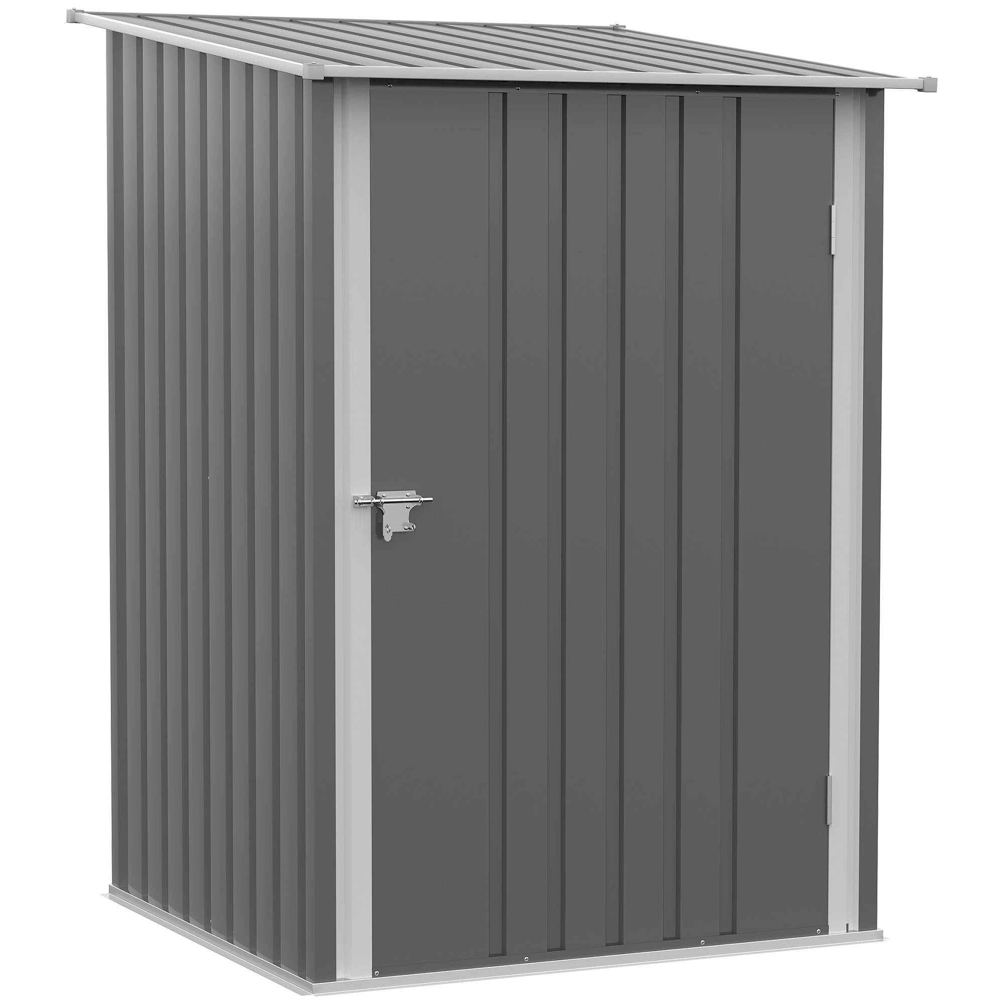 Abri Jardin Acier Rangement Extérieur 0,92m² Toit Penché Gris Clair - ComfortXL Outdoor Living - Image 2