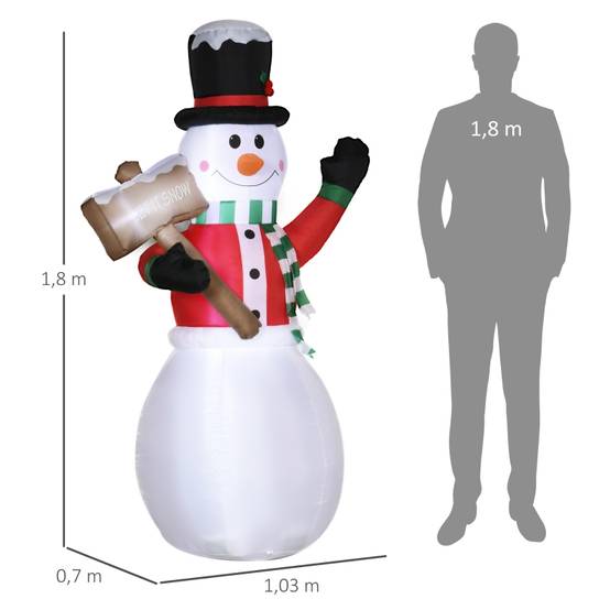 ComfortXL - Bonhomme de Neige Gonflable Lumineux en Polyester pour Jardin 180 cm – ComfortXL Outdoor Living - Image 2