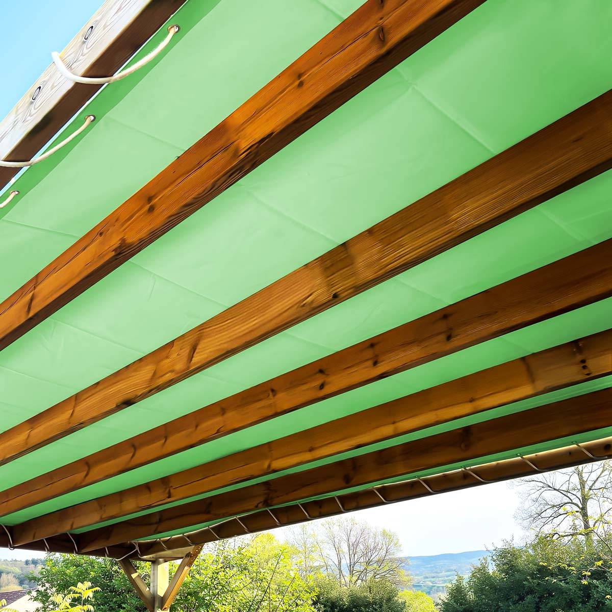 Toile Pergola Vert Sauge 3x5 m LP506PR - Garantie 5 ans - Bâche Pergola ou Tonnelle étanche en PVC pour terrasse TECPLAST - Image 1