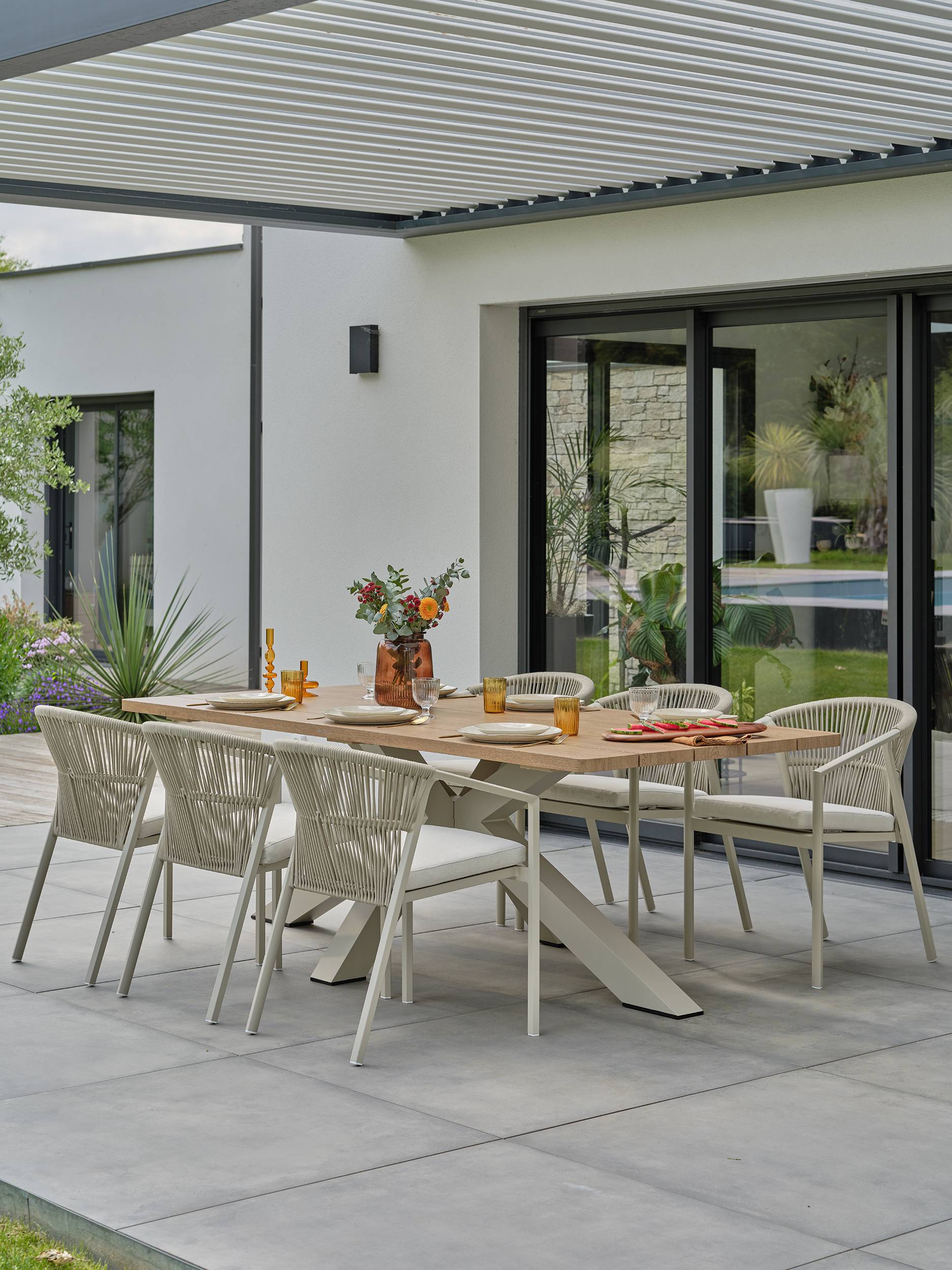 Ensemble repas de jardin KELIA 6 places - GREGE - REMARQUABLE - Image 2