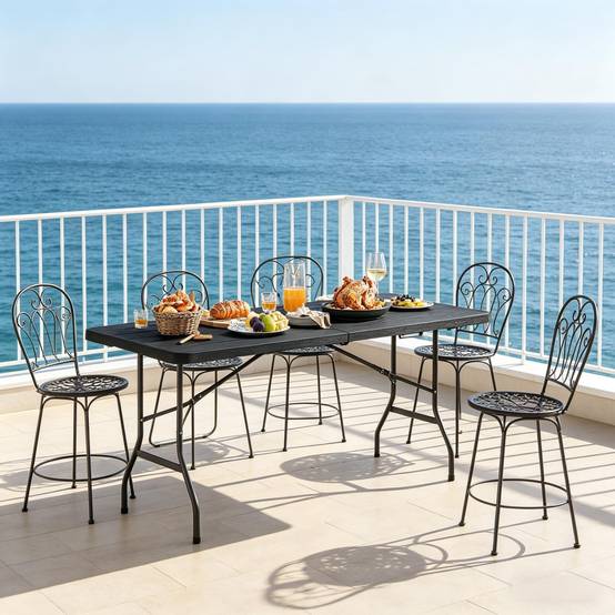 Table de repas design pliable plateau lisse, adaptée balcon et buffet - Image 4