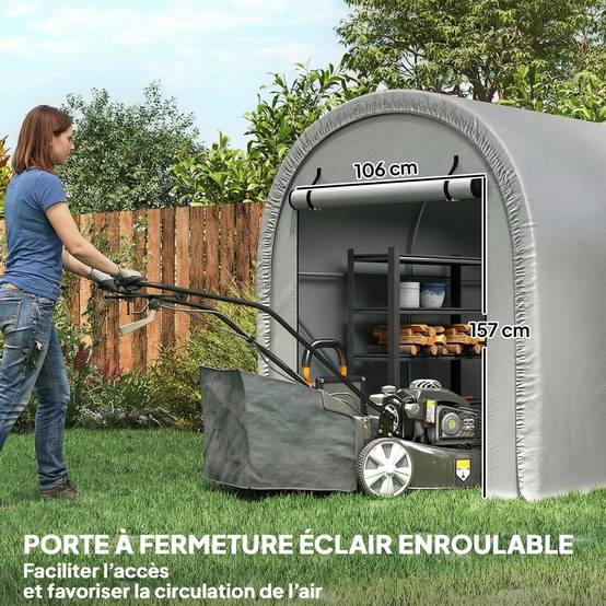 Abri moto vélo PE acier galvanisé protection intempéries 240x159x185cm gris clair - ComfortXL Outdoor Living - Image 8