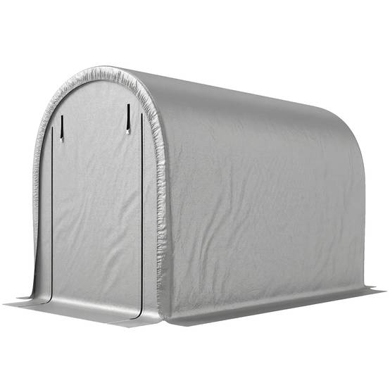 Abri moto vélo PE acier galvanisé protection intempéries 240x159x185cm gris clair - ComfortXL Outdoor Living - Image 2