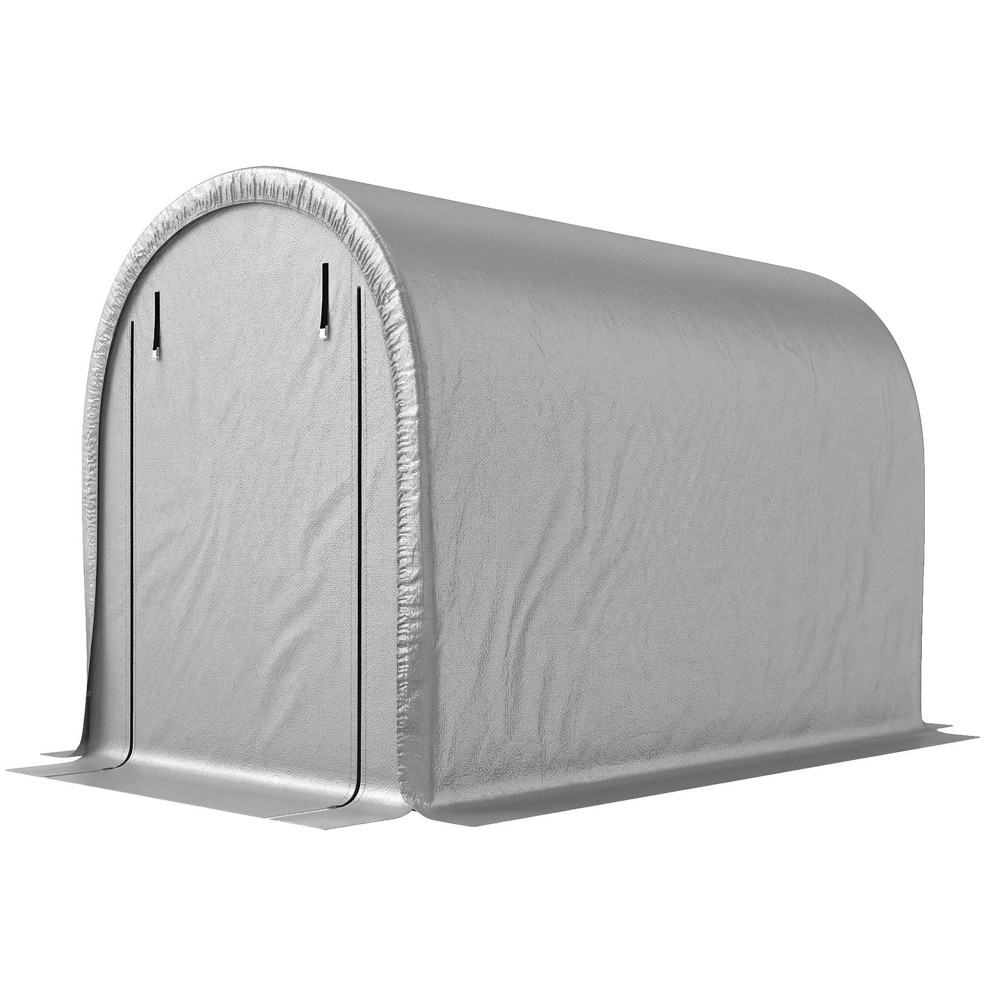 Abri moto vélo PE acier galvanisé protection intempéries 240x159x185cm gris clair - ComfortXL Outdoor Living - Image 2