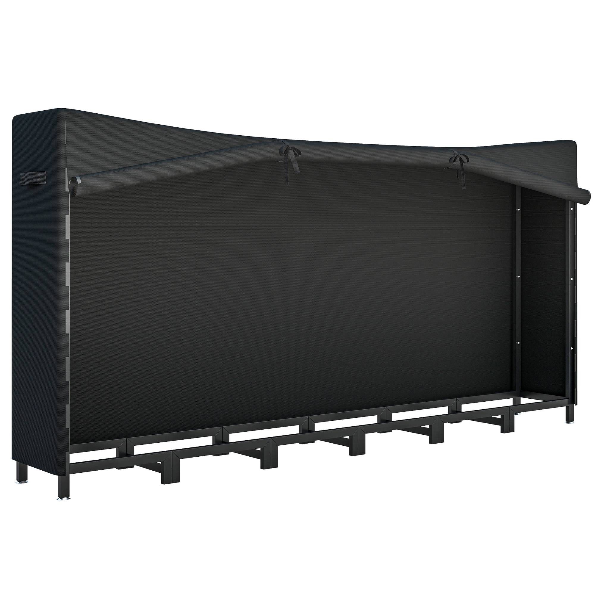 ComfortXL - Abri à bûches extérieur modulable en acier noir 235 x 31 x 116 cm avec bâche imperméable et chaînes de maintien - Image 10