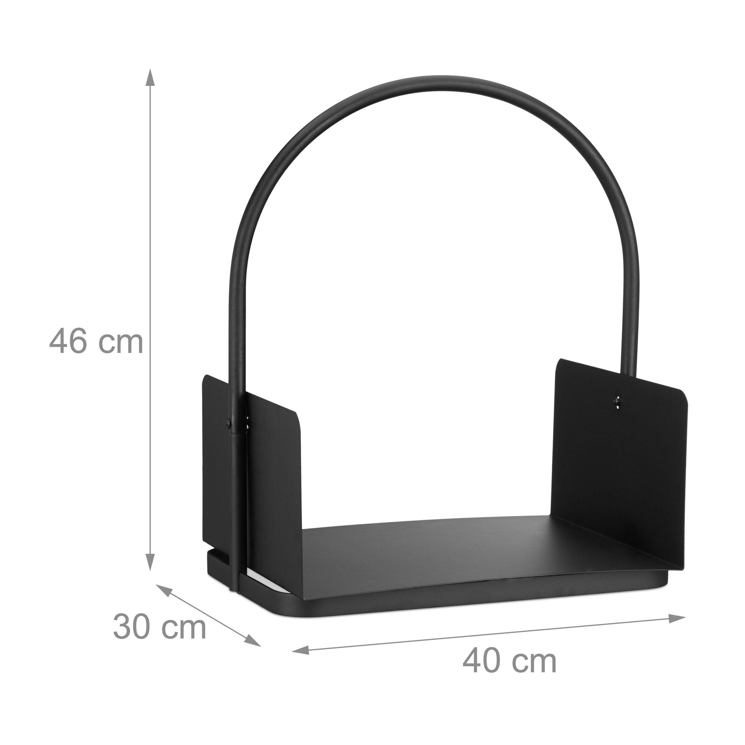 Helloshop26 - Panier de rangement pour bois de chauffage porte-bûches en acier avec poigné noir - Imagen 1