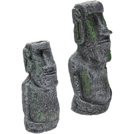 Lot 2 Statues Tête Île Pâques Déco - Image 1