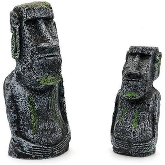 Lot 2 Statues Tête Île Pâques Déco - Image 4