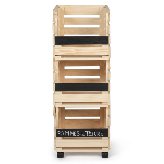 Lot de 3 clayettes en bois empilables pour fruits et légumes - Image 3