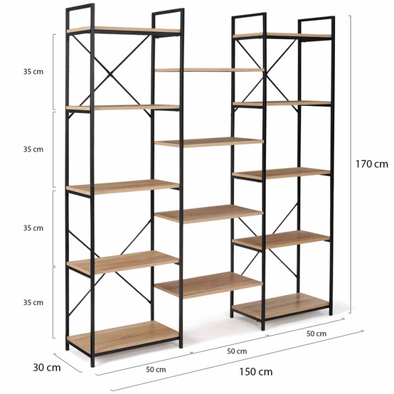 Étagère bibliothèque trio 5 niveaux DETROIT design industriel 170 cm - Image 4