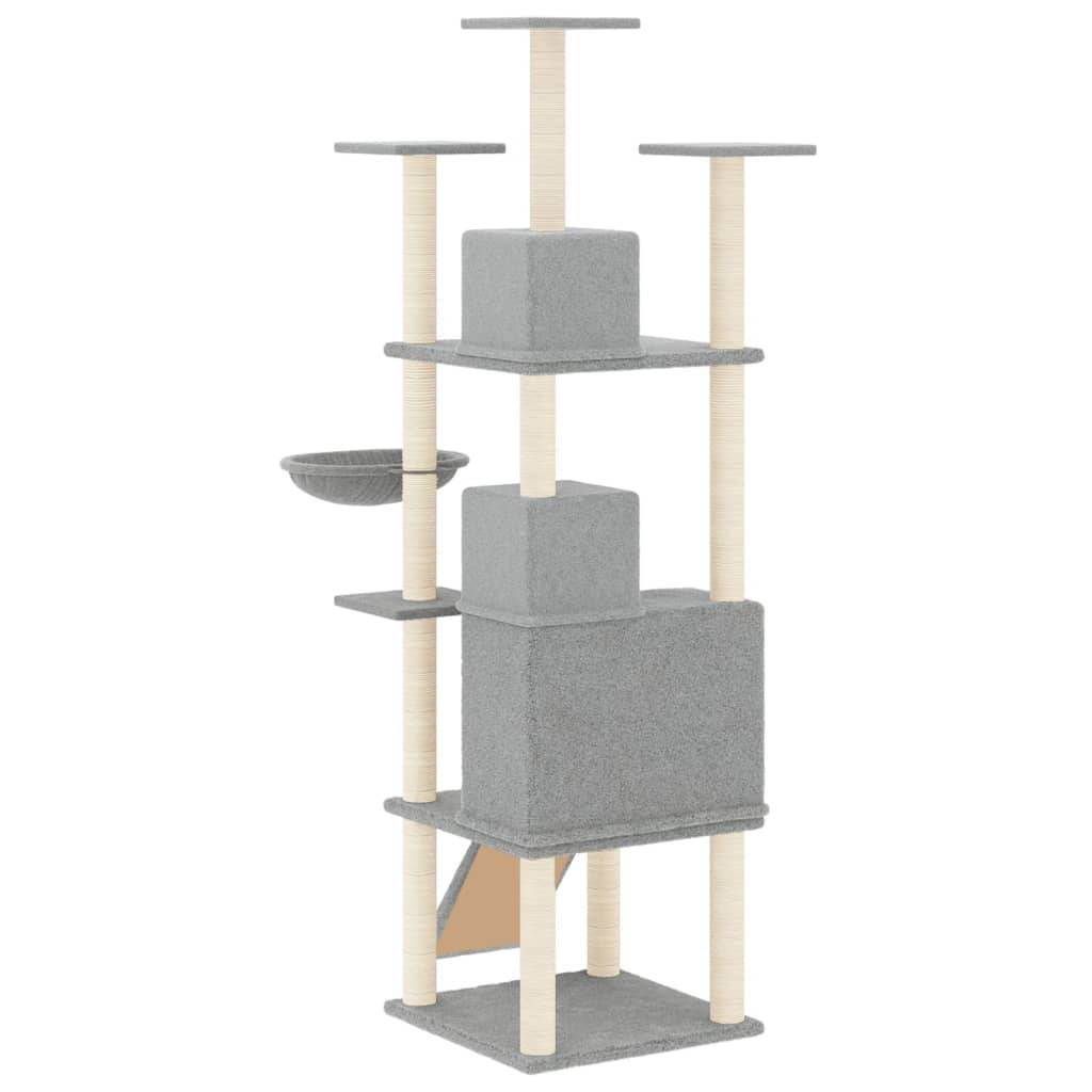 Arbre à Chat Gris Clair Hamac Triple Niche 175cm pour Multi-Chats Stable - ComfortXL Outdoor Living - Image 5