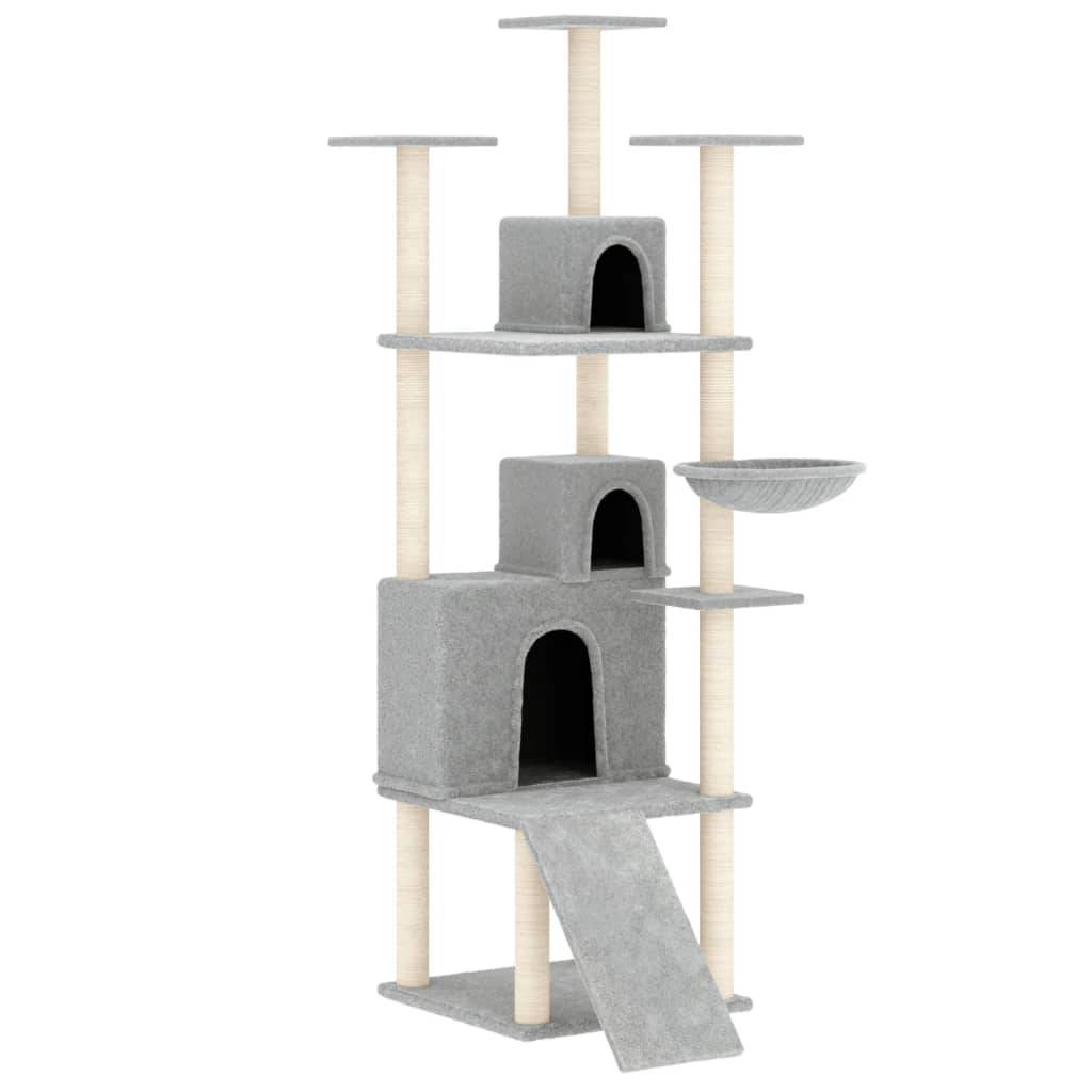 Arbre à Chat Gris Clair Hamac Triple Niche 175cm pour Multi-Chats Stable - ComfortXL Outdoor Living - Image 2