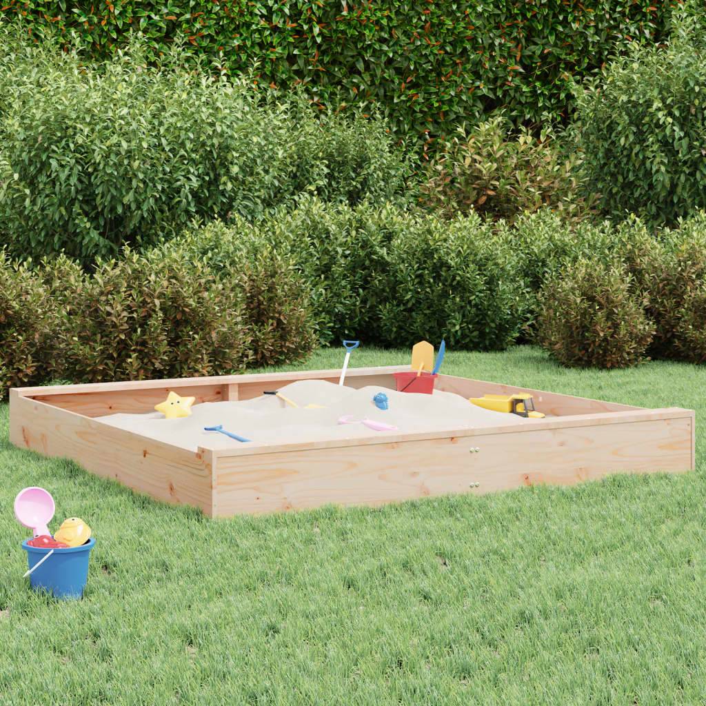 Bac à sable - Maison de jeu pour enfants avec sièges carré bois de pin massif-JU12115 - Image 2