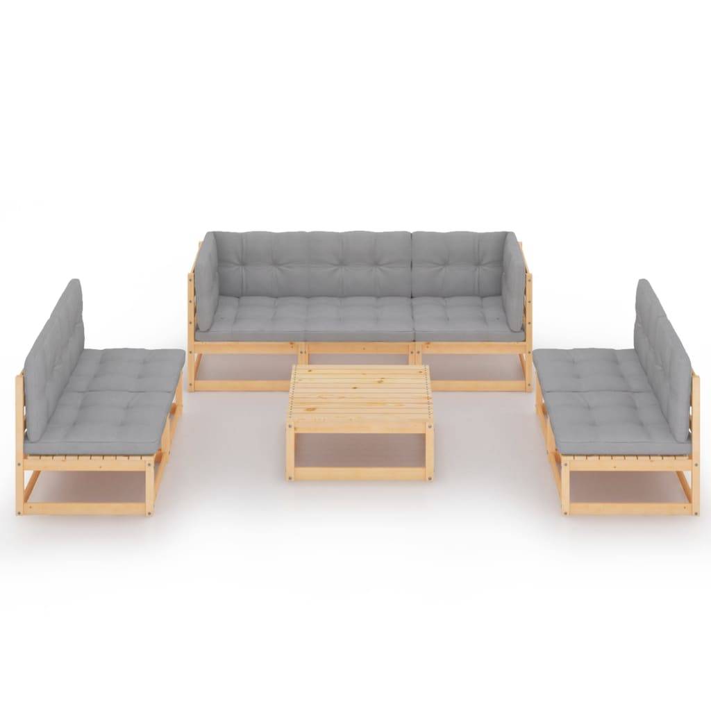 Helloshop26 - Salon de jardin meuble d'extérieur ensemble de mobilier 8 pièces avec coussins bois de pin massif - Imagen 1