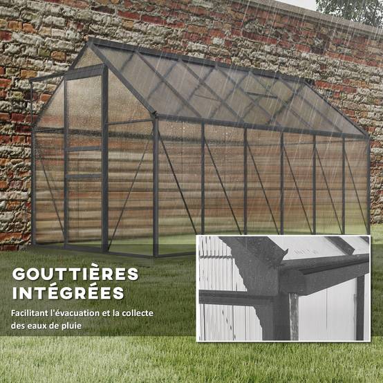 Serre de jardin Polycarbonate, alliage d'aluminium Transparent 190x375x199 cm - Image 9