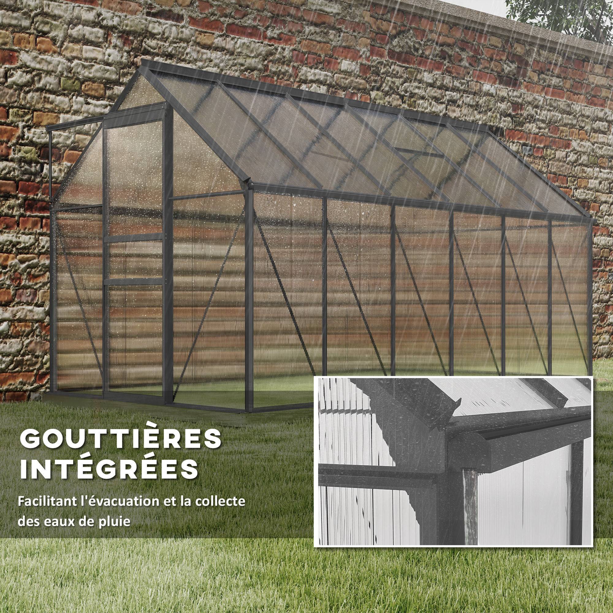 Serre de jardin Polycarbonate, alliage d'aluminium Transparent 190x375x199 cm - Image 9