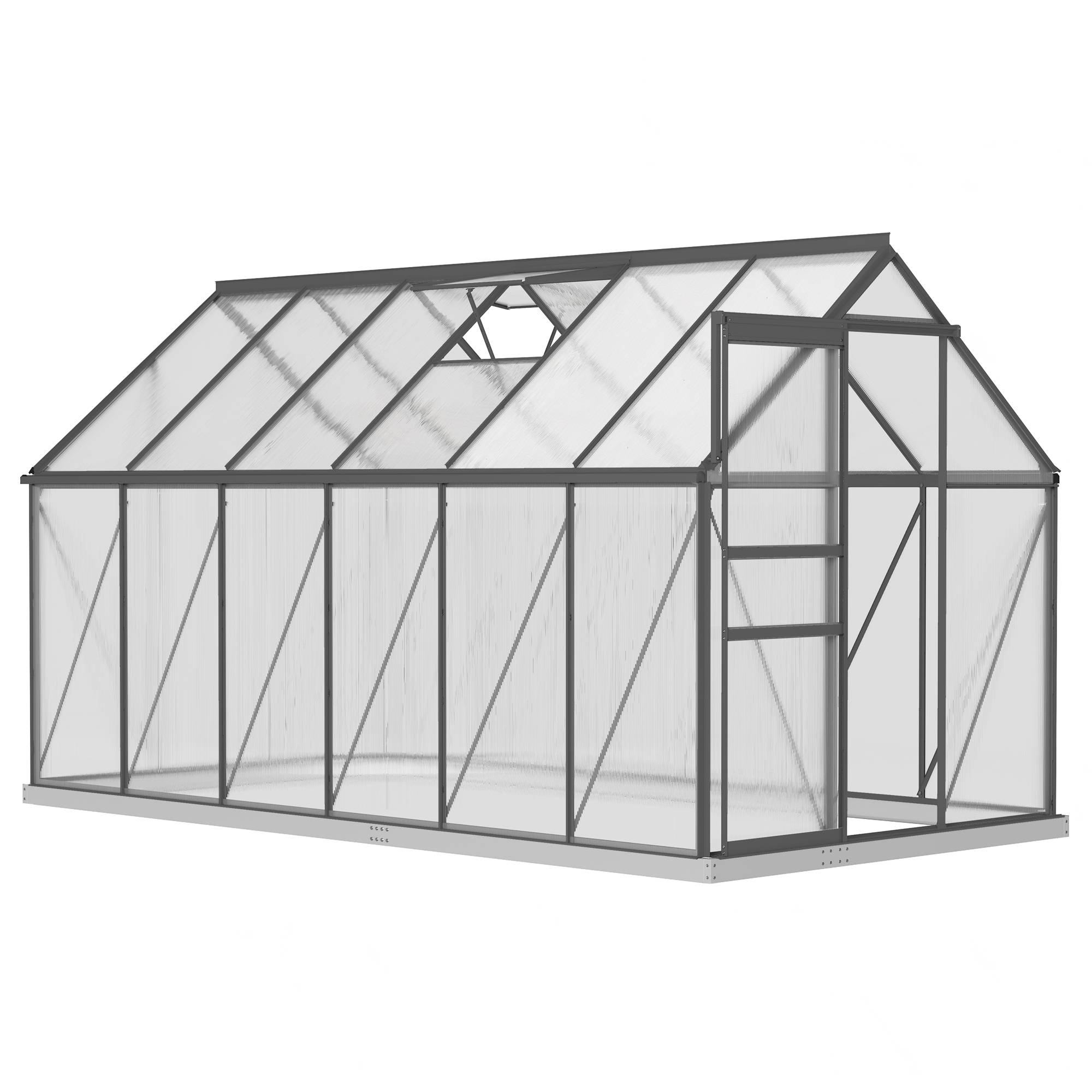Serre de jardin Polycarbonate, alliage d'aluminium Transparent 190x375x199 cm - Image 2