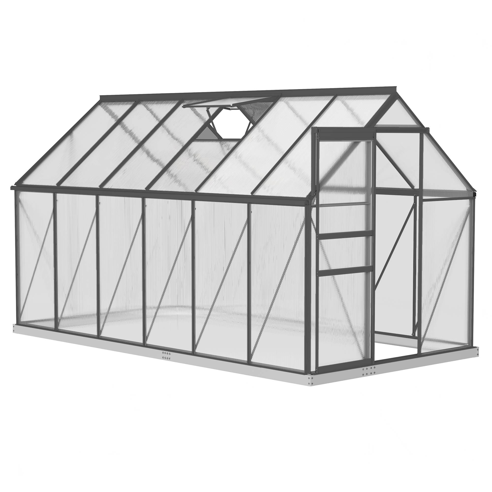 Serre de jardin Polycarbonate, alliage d'aluminium Transparent 190x375x199 cm - Image 1