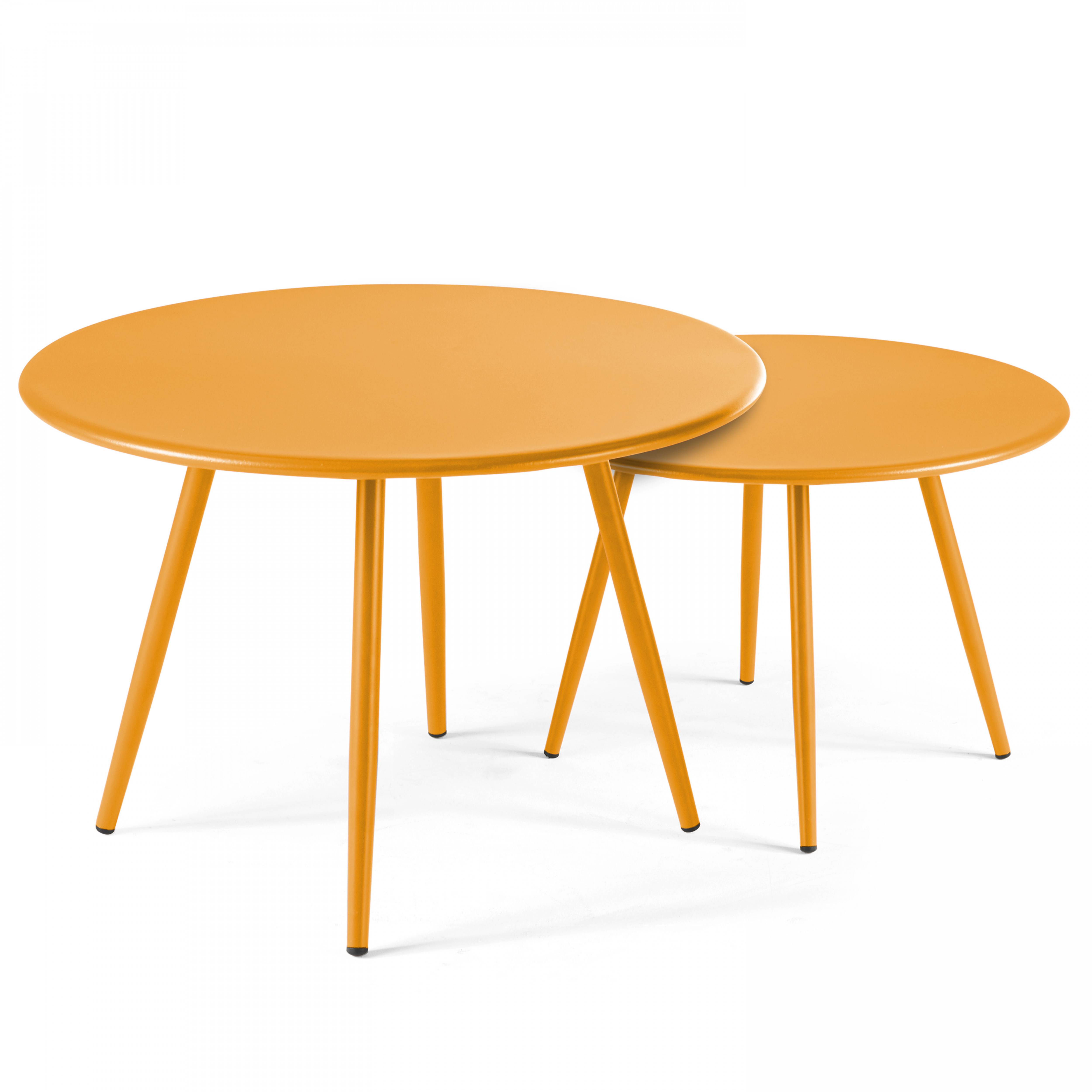 Oviala - Table basse de jardin ronde en métal jaune 50 cm Palavas - Oviala - Imagen 6