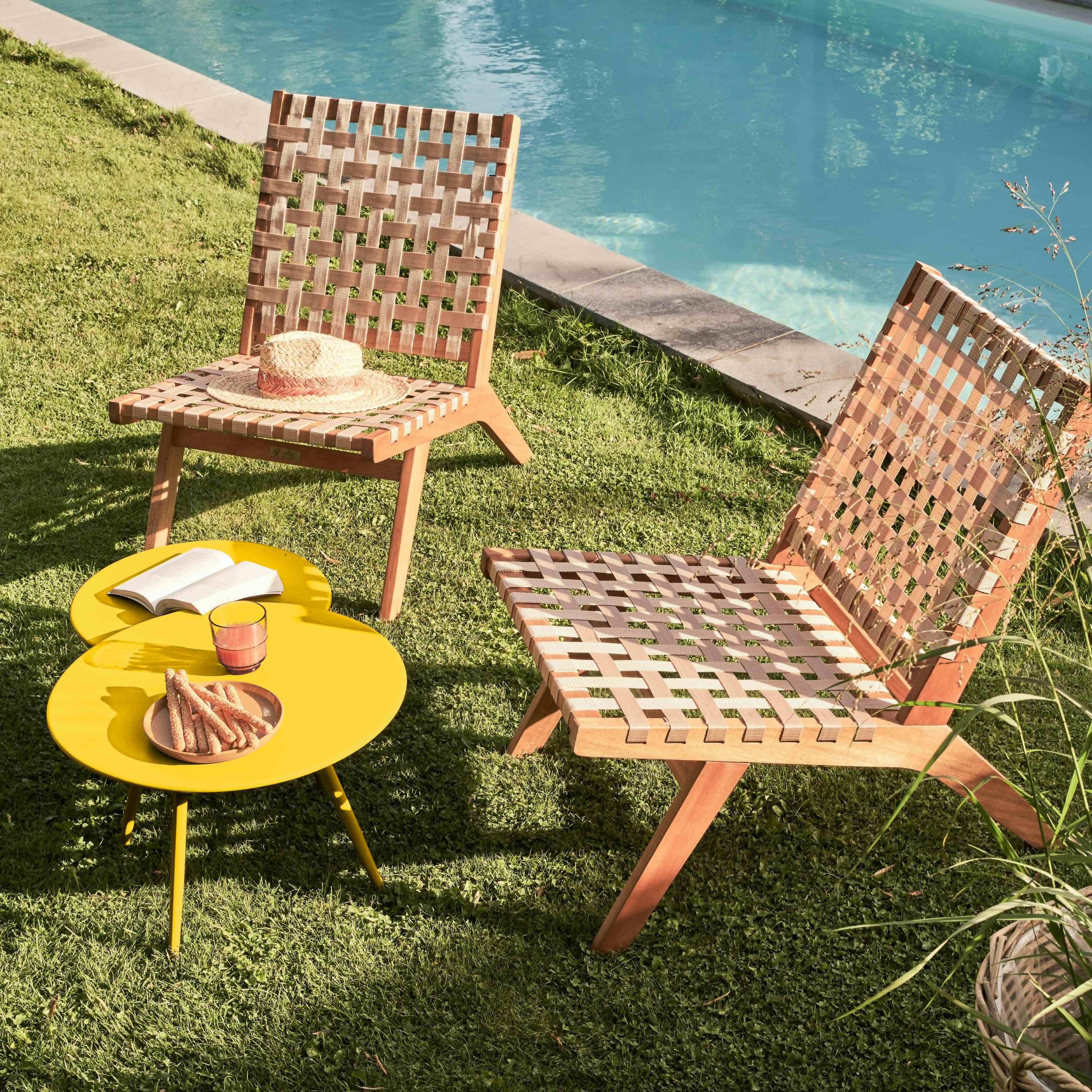 Oviala - Table basse de jardin ronde en métal jaune 50 cm Palavas - Oviala - Imagen 3