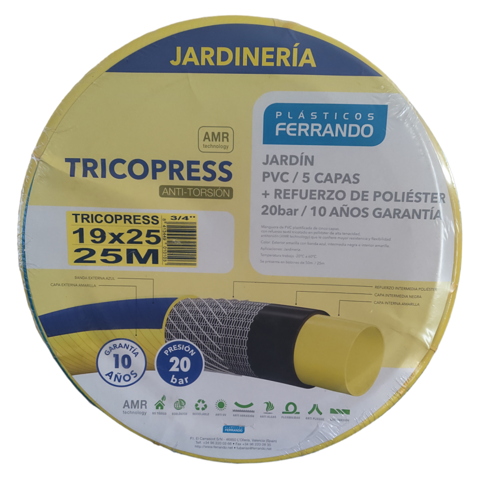 PLASTICOS FERRANDO - Couronne de 25 mètre tuyau d'arrosages 19x25 3/4 - Imagen 1