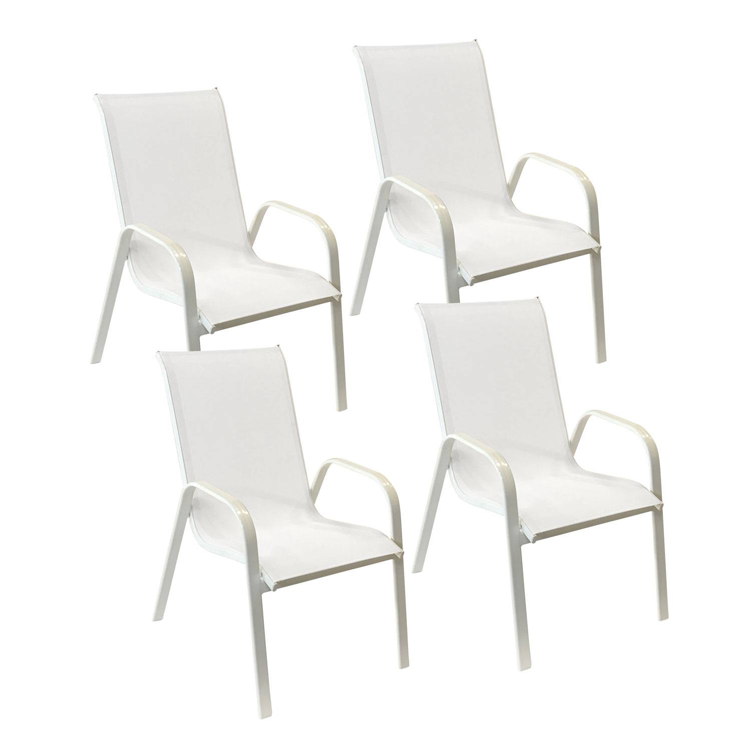 Happy Garden - Lot de 4 chaises MARBELLA en textilène blanc - aluminium blanc - HAPPY GARDEN - Imagen 1