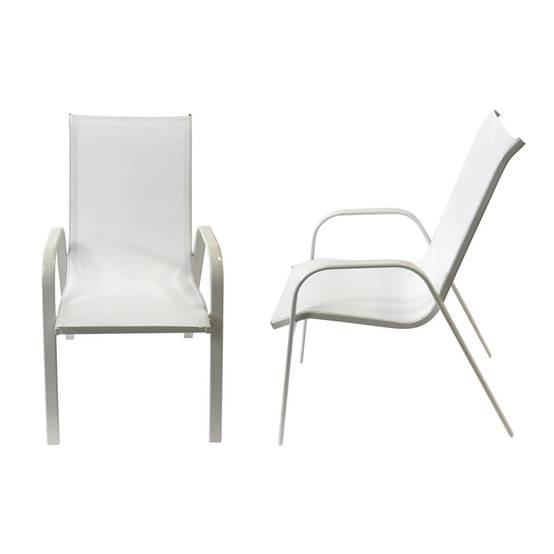 Happy Garden - Lot de 4 chaises MARBELLA en textilène blanc - aluminium blanc - HAPPY GARDEN - Imagen 2