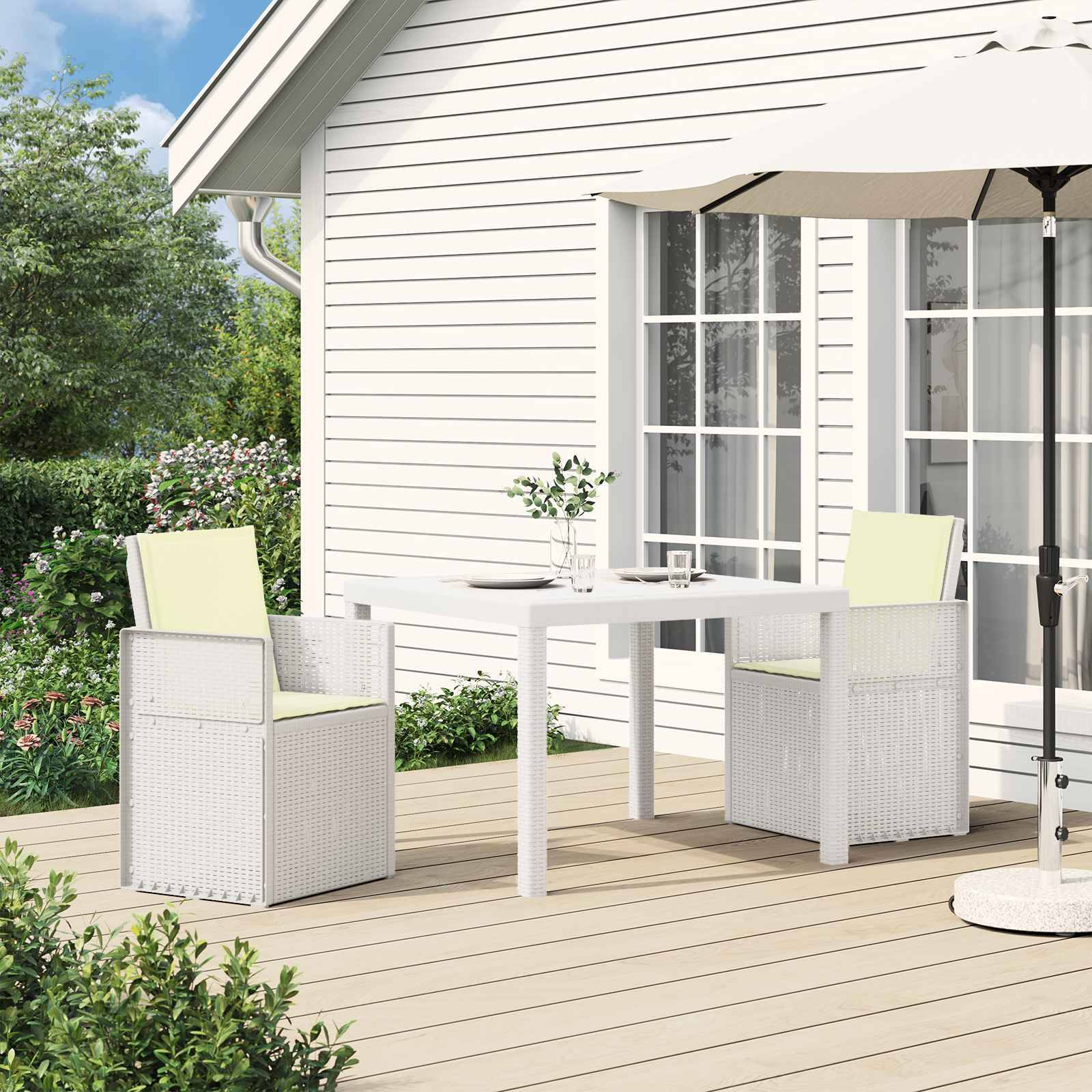 Vidaxl - Ensemble de salle à manger pour jardin 3 pcs-Salons de jardin Blanc et crème PP - Image 1