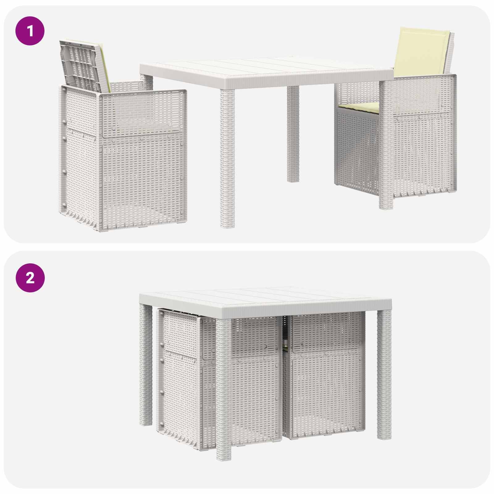 Vidaxl - Ensemble de salle à manger pour jardin 3 pcs-Salons de jardin Blanc et crème PP - Image 7