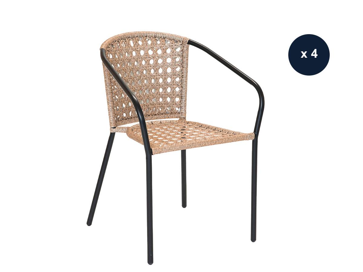 Lot de 4 Fauteuil en jardin en résine tressée imitation rotin Cocos - Jardiline - Imagen 1
