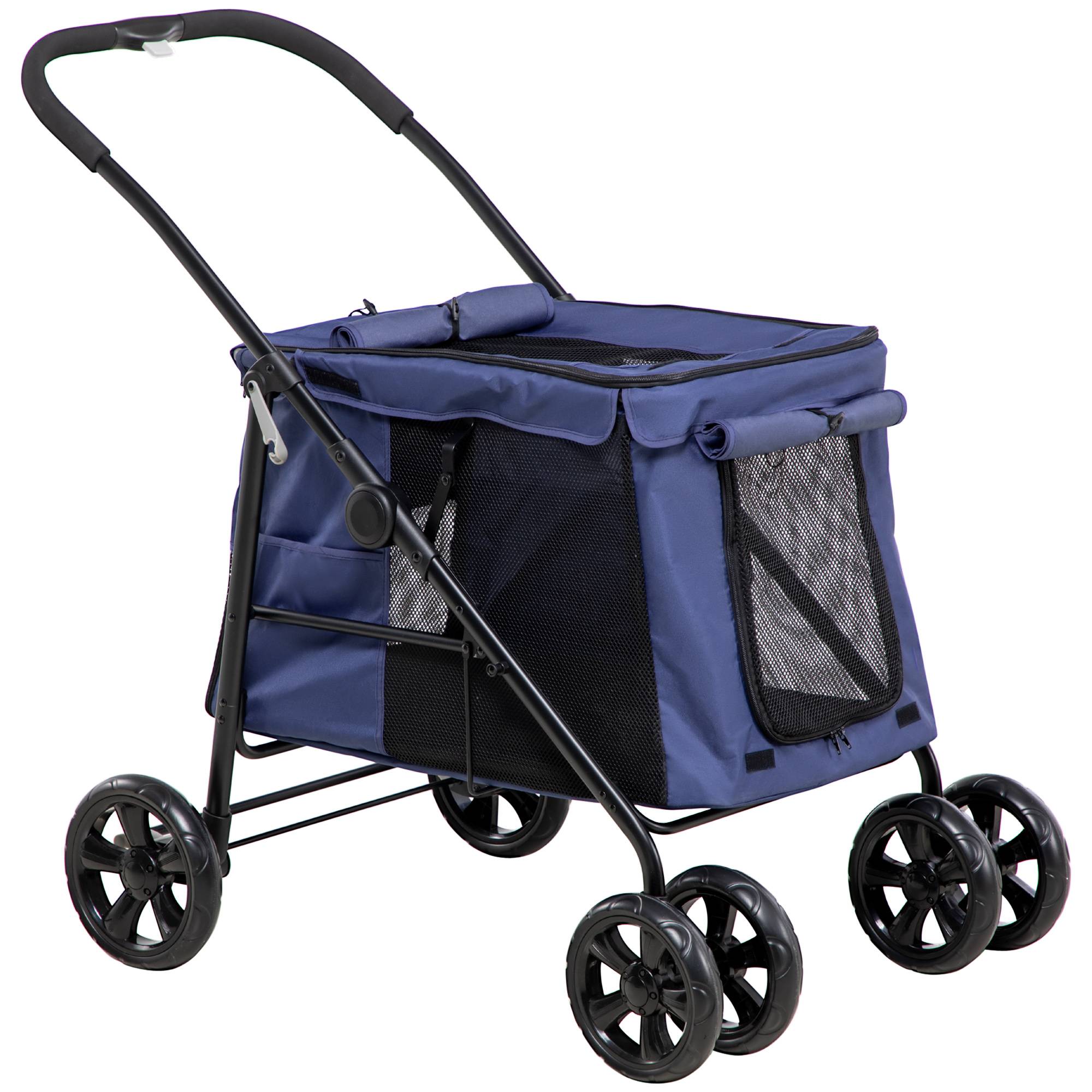 PANGIVO - Poussette pour chien pliante avec coussin, tissu Oxford, bleu, 102 x 62 x 105 cm - PANGIVO