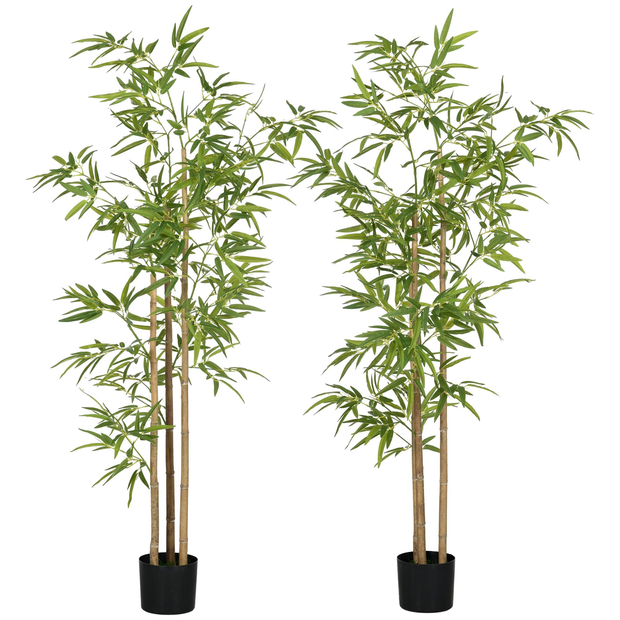 Sans Marque - Plante artificielle Bambou arbre artificiel hauteur 180 cm avec pot, décoration interieur, très réaliste - Image 1