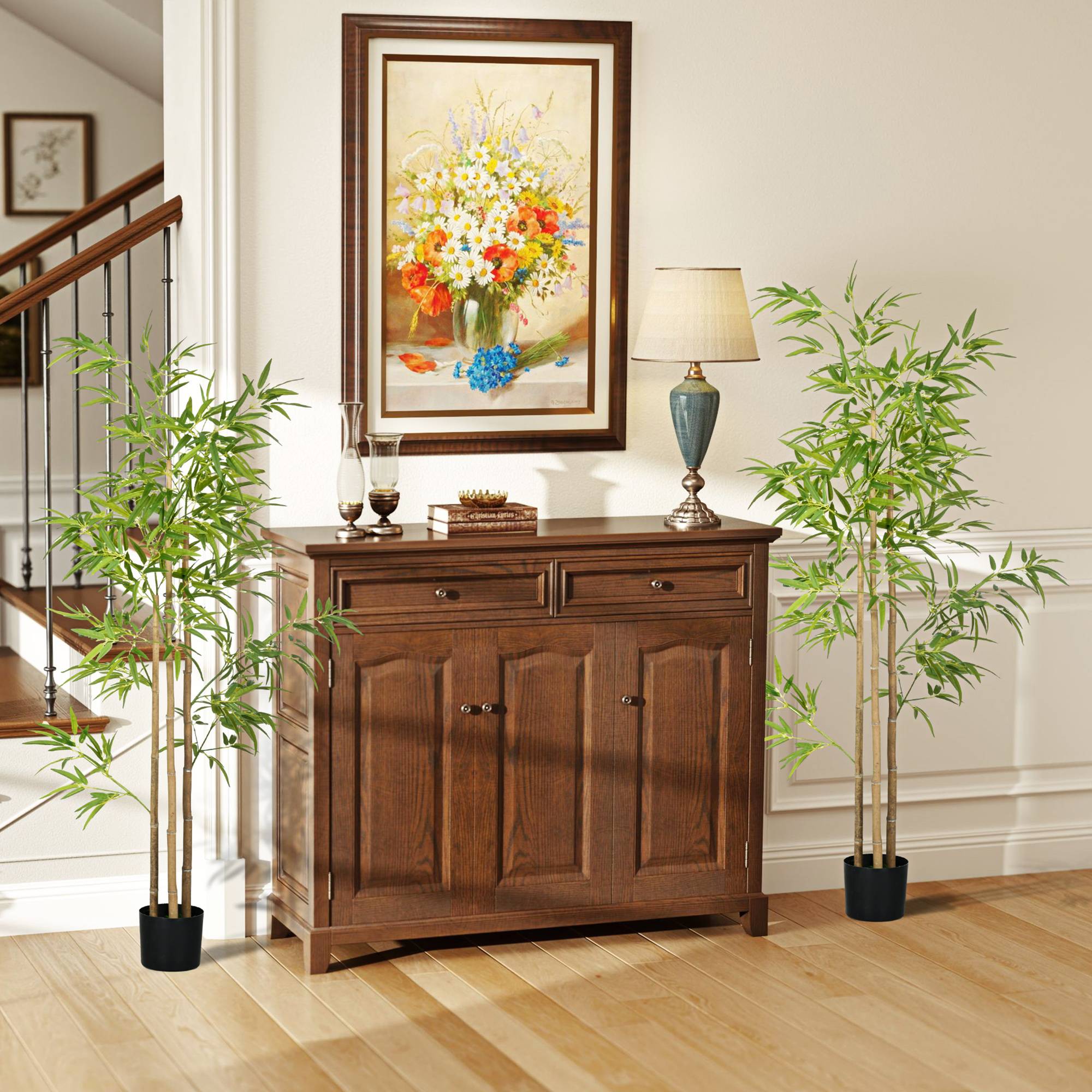 Sans Marque - Plante artificielle Bambou arbre artificiel hauteur 180 cm avec pot, décoration interieur, très réaliste - Image 2