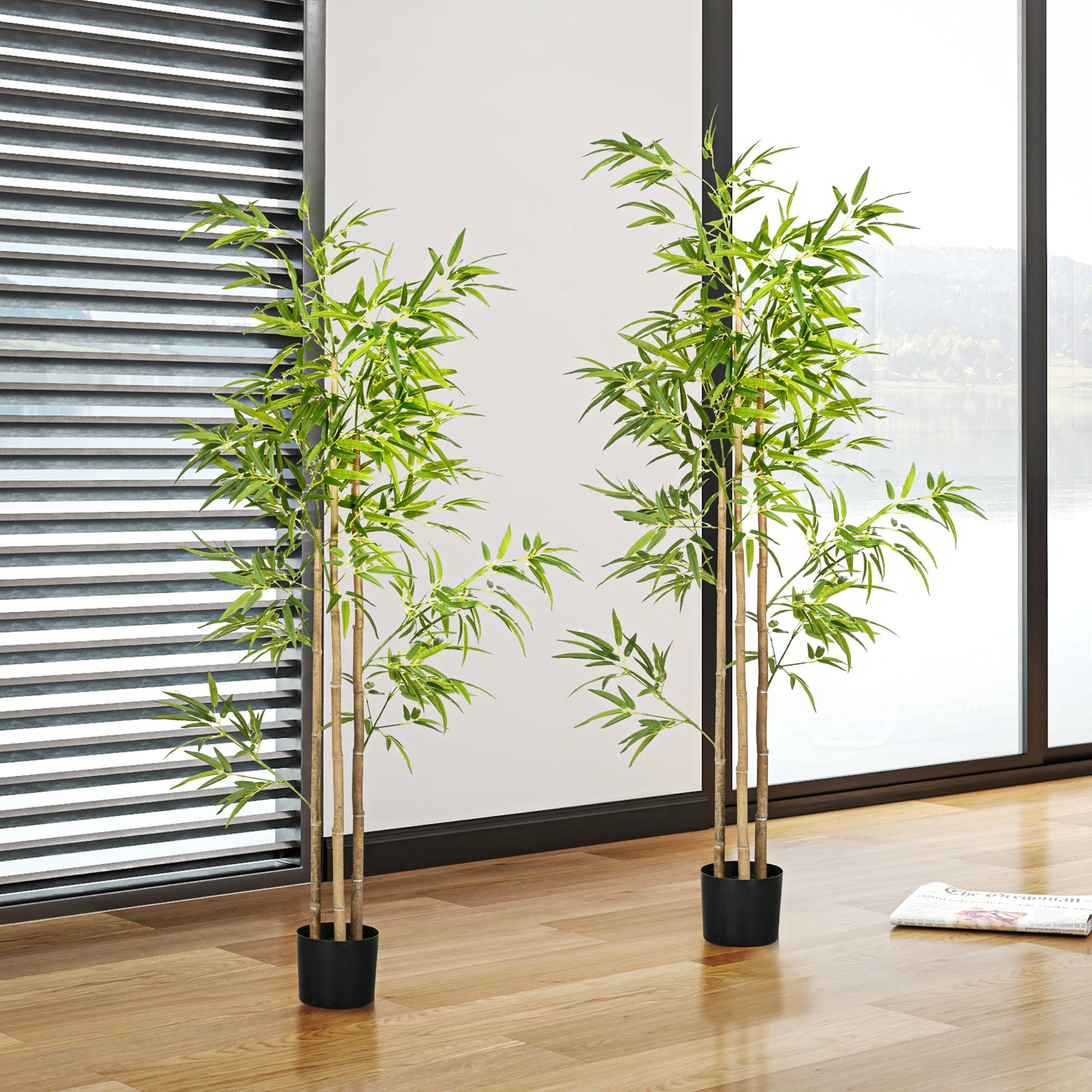 Sans Marque - Plante artificielle Bambou arbre artificiel hauteur 180 cm avec pot, décoration interieur, très réaliste - Image 3