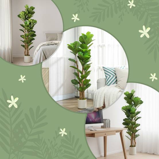 Figuier Artificiel Tronc Bois Plastique Intérieur Modulable 150cm Vert - ComfortXL Outdoor Living - Image 9